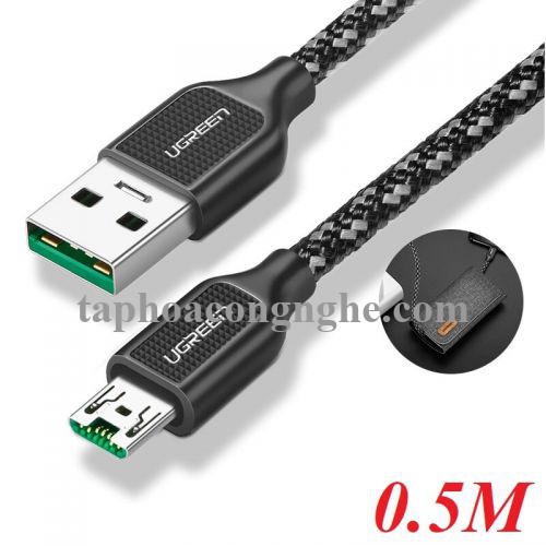 Ugreen 50380 0.5M màu Đen Cáp sạc truyền dữ liệu USB 2.0 sang MICRO USB 4A võ hợp kim kẽm US271 30050380